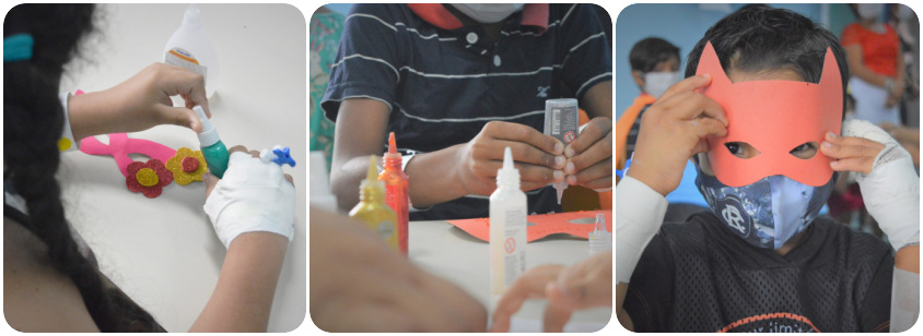 Crianças internadas no Metropolitano participam de oficina de máscaras de carnaval