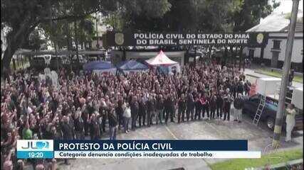 Policiais civis protestam por melhorias estruturais e operacionais de trabalho, em Belém